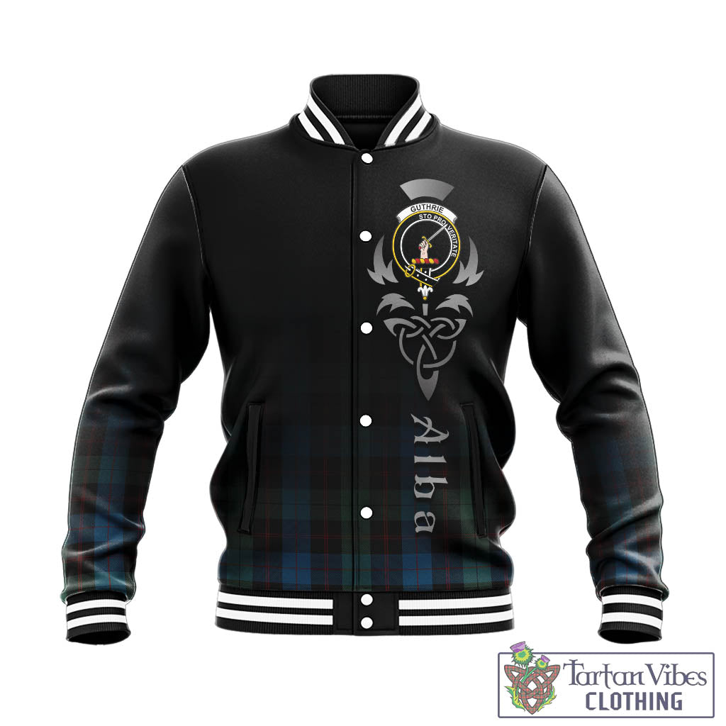 Guthrie Tartan Baseball Jacket Featuring Alba Gu Brath Family Crest Celtic Inspired - Tartan Vibes Clothing