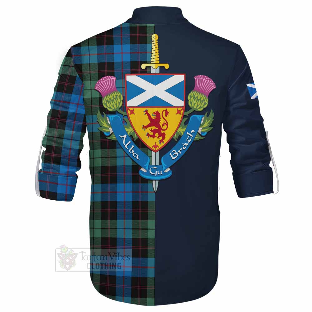 Guthrie Tartan Ghillie Kilt Shirt Alba with Scottish Lion Royal Arm Half Style - Tartan Vibes Clothing