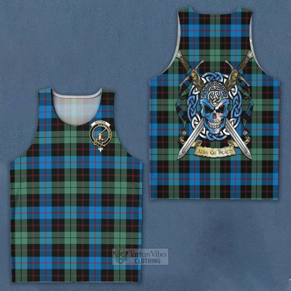 Guthrie Tartan Men's Tank Top with Family Crest Celtic Skull Style - Tartan Vibes Clothing