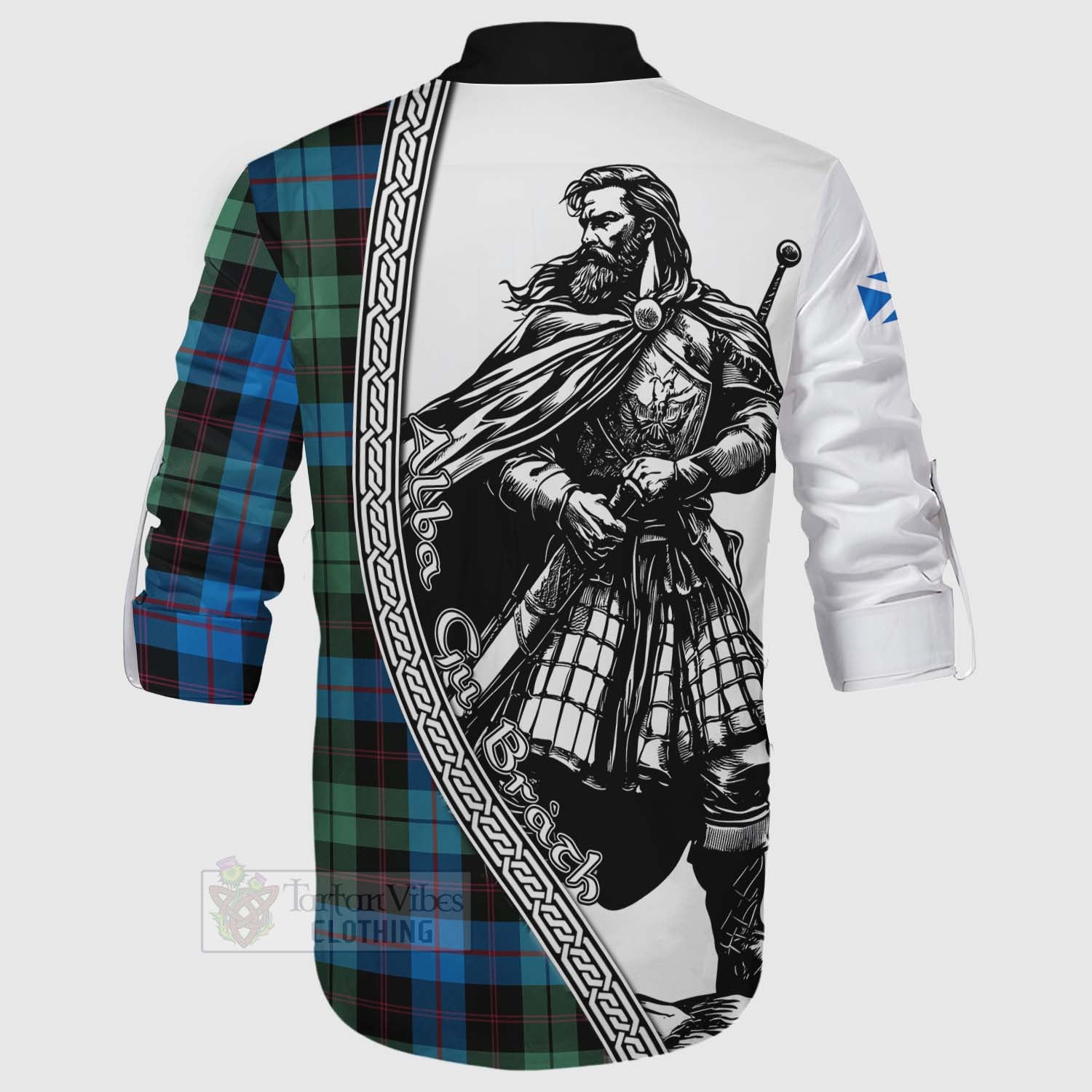 Guthrie Tartan Clan Crest Ghillie Kilt Shirt with Highlander Warrior Celtic Style - Tartan Vibes Clothing