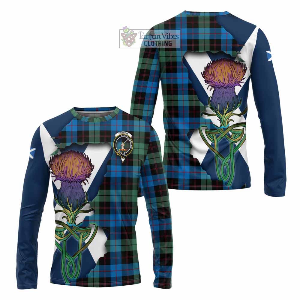 Tartan Vibes Clothing Guthrie Tartan Family Crest Long Sleeve T-Shirt Scottish Thistle Celtic Inspired