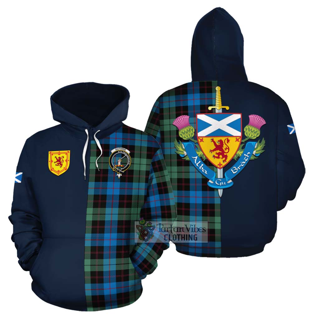 Tartan Vibes Clothing Guthrie Tartan Cotton Hoodie Alba with Scottish Lion Royal Arm Half Style