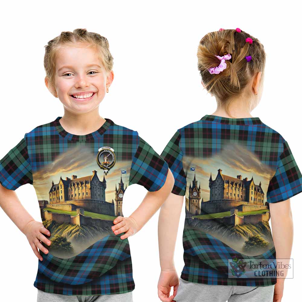 Guthrie Tartan Family Crest Kid T-Shirt with Scottish Ancient Castle Style - Tartan Vibes Clothing