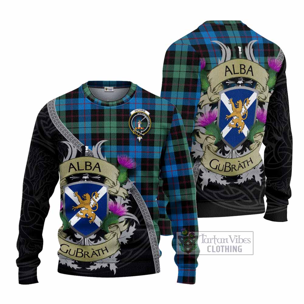 Guthrie Tartan Family Crest Knitted Sweater Lion Rampant Royal Thistle Shield Celtic Inspired - Tartan Vibes Clothing