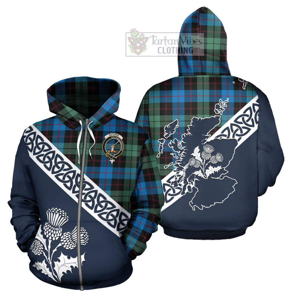 Tartan Vibes Clothing Guthrie Tartan Hoodie Featuring Thistle and Scotland Map