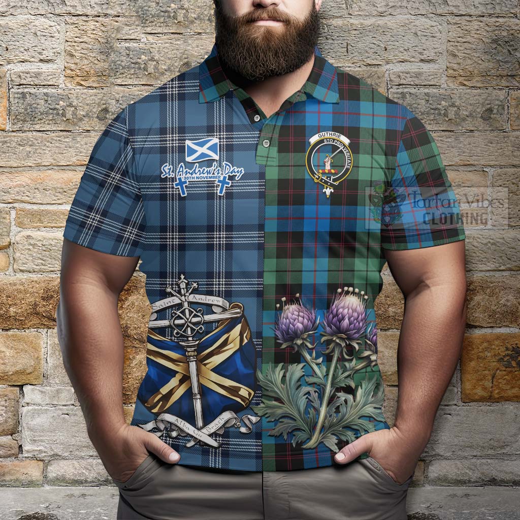 Guthrie Tartan Polo Shirt Happy St. Andrew's Day Half Tartan Style - Tartan Vibes Clothing