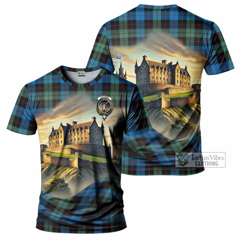 Tartan Vibes Clothing Guthrie Tartan Family Crest T-Shirt with Scottish Ancient Castle Stype