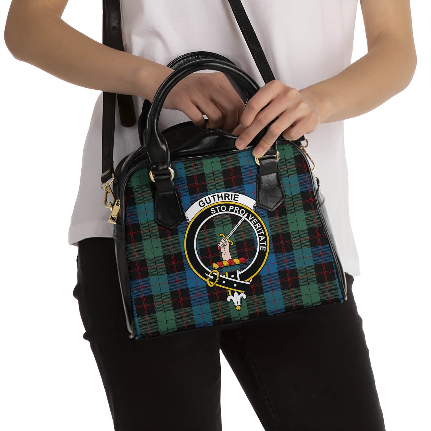 Guthrie Tartan Shoulder Handbags with Family Crest - Tartan Vibes Clothing