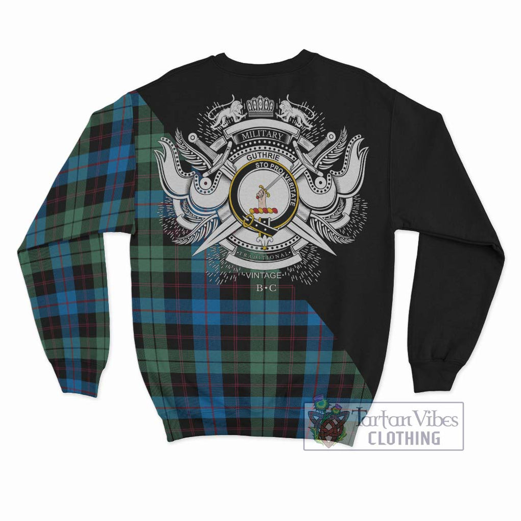 Guthrie Tartan Sweatshirt with Family Crest and Military Logo Style - Tartan Vibes Clothing