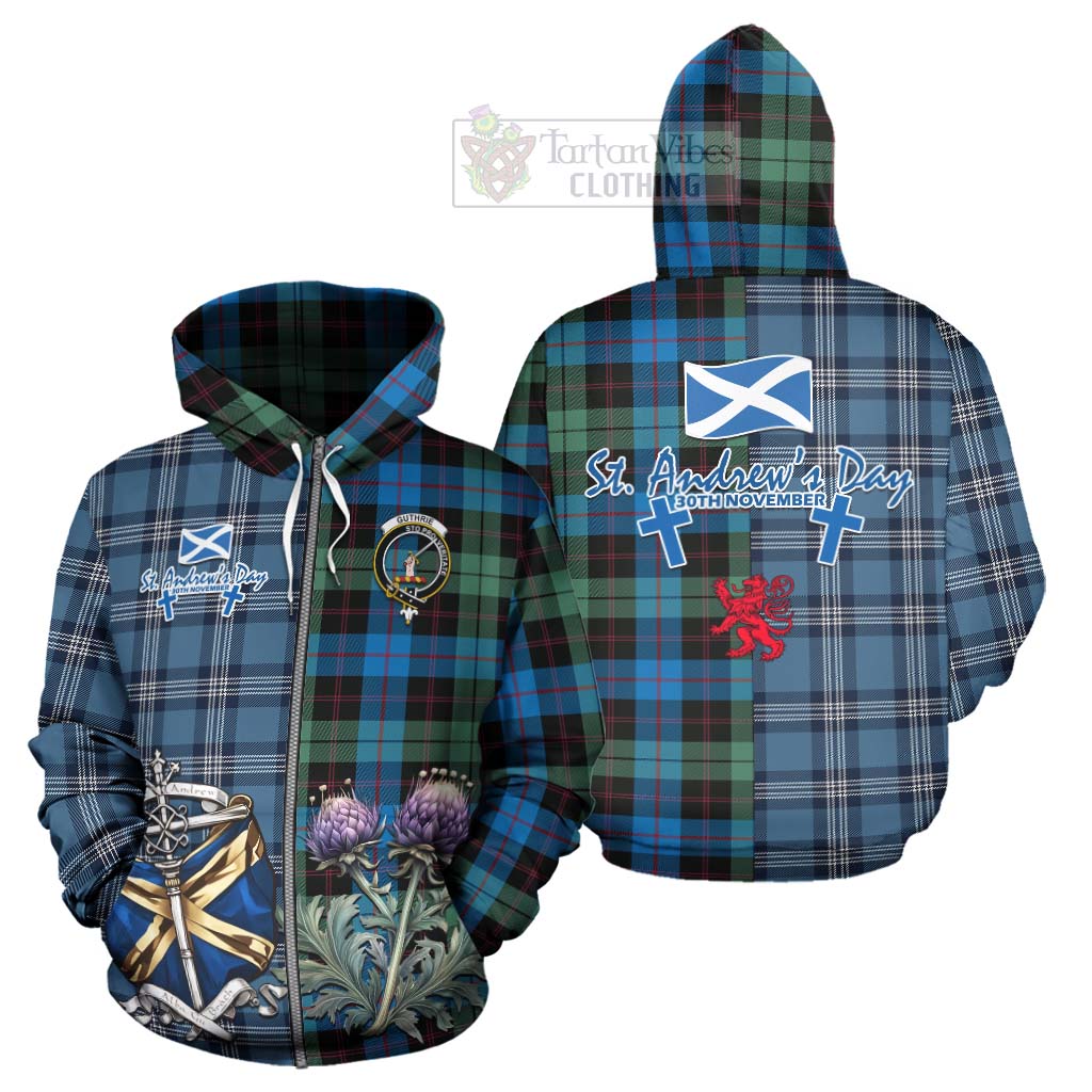 Guthrie Tartan Hoodie Happy St. Andrew's Day Half Tartan Style - Tartan Vibes Clothing