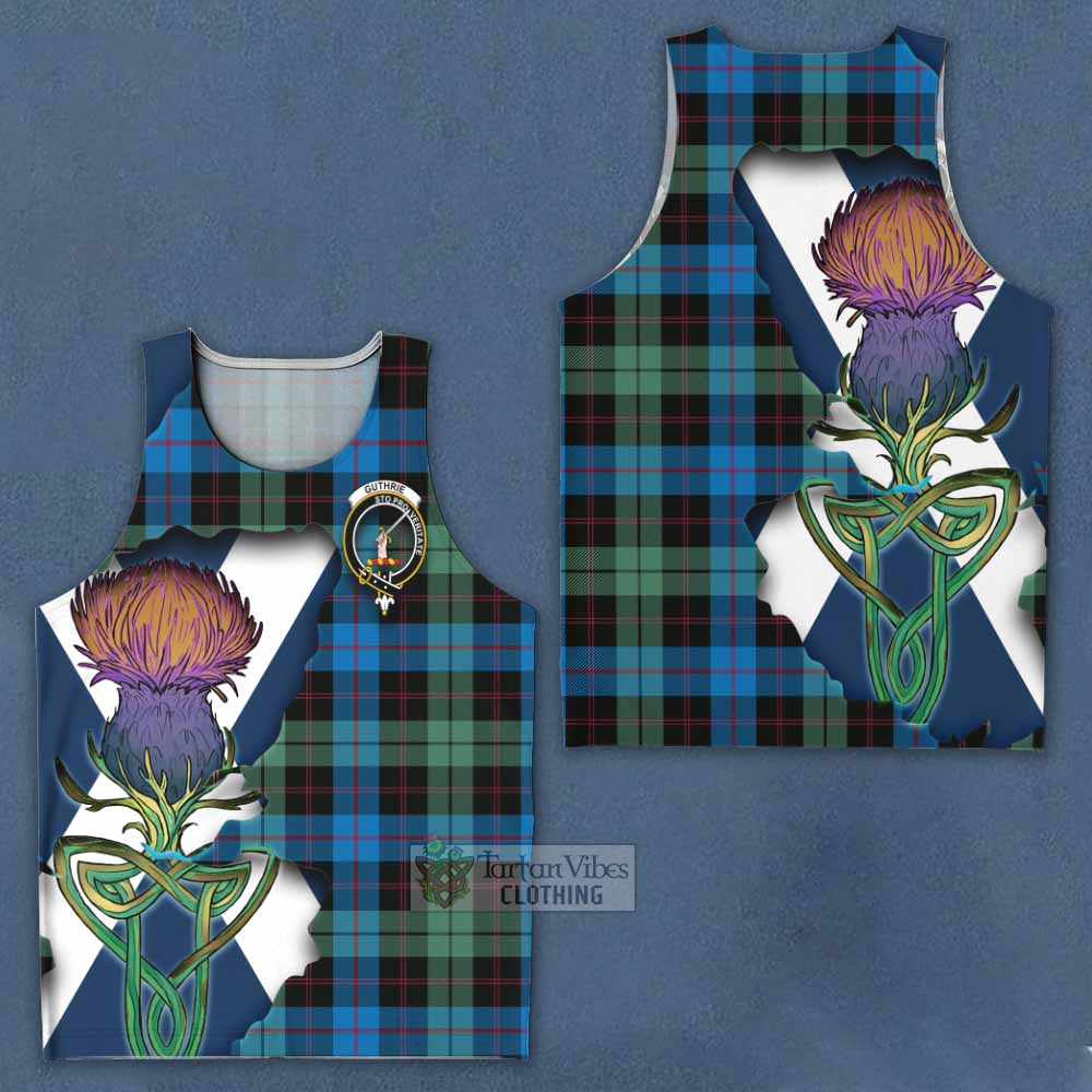 Tartan Vibes Clothing Guthrie Tartan Family Crest Men's Tank Top Scottish Thistle Celtic Inspired
