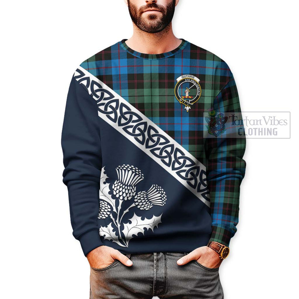 Guthrie Tartan Sweatshirt Featuring Thistle and Scotland Map - Tartan Vibes Clothing