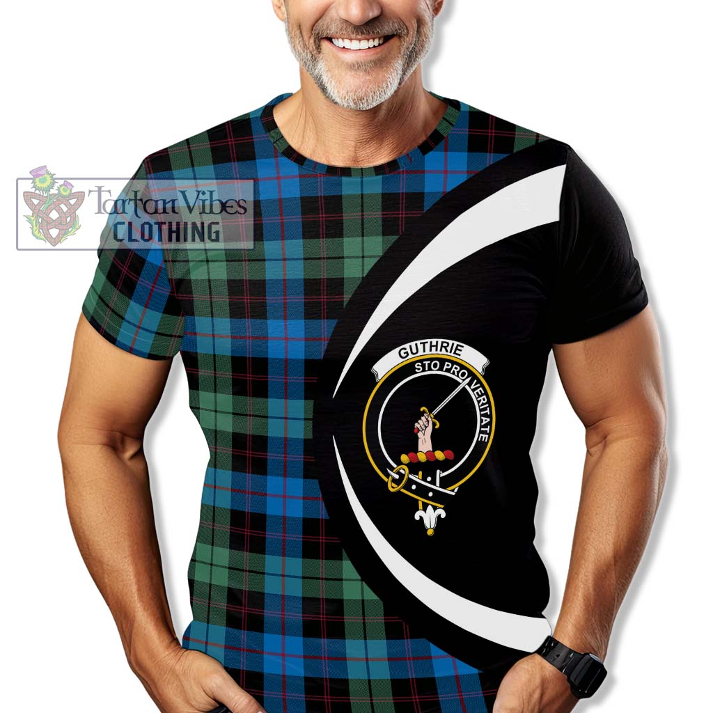 Guthrie Tartan T-Shirt with Family Crest Circle Style - Tartan Vibes Clothing