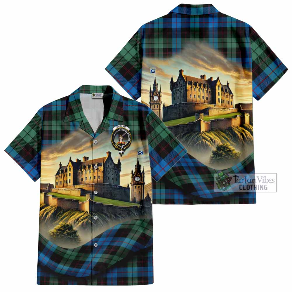 Guthrie Tartan Family Crest Hawaiian Shirt with Scottish Ancient Castle Style - Tartan Vibes Clothing