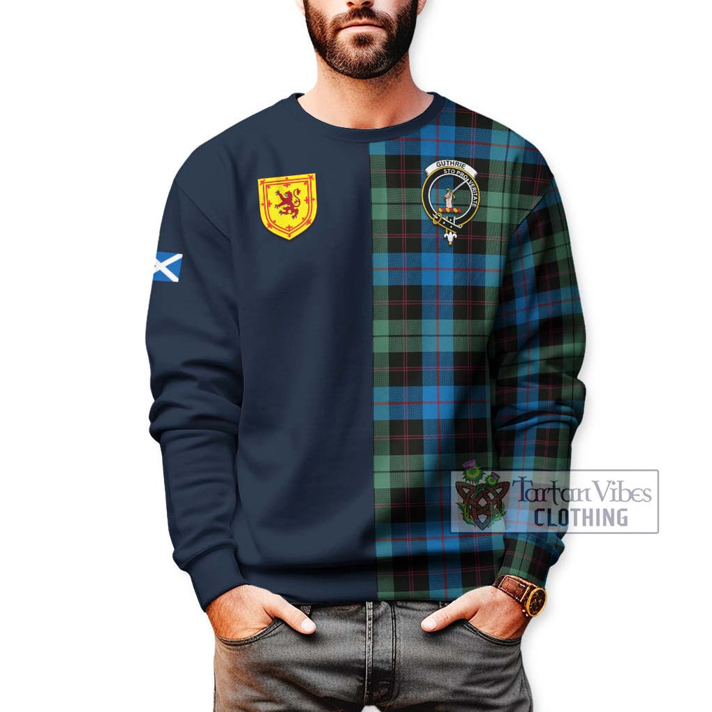 Guthrie Tartan Sweatshirt Alba with Scottish Lion Royal Arm Half Style - Tartan Vibes Clothing