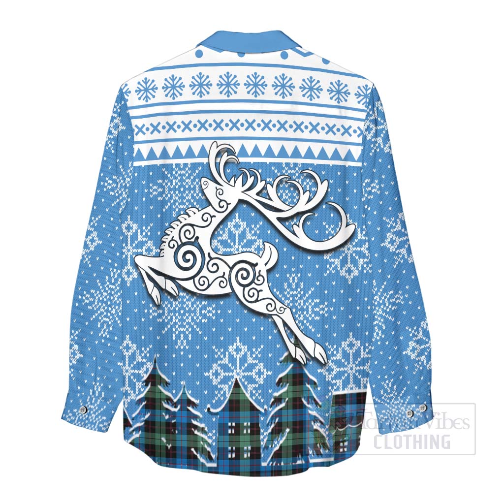 Guthrie Clan Christmas Women's Casual Shirt Celtic Reindeer Style - Tartan Vibes Clothing