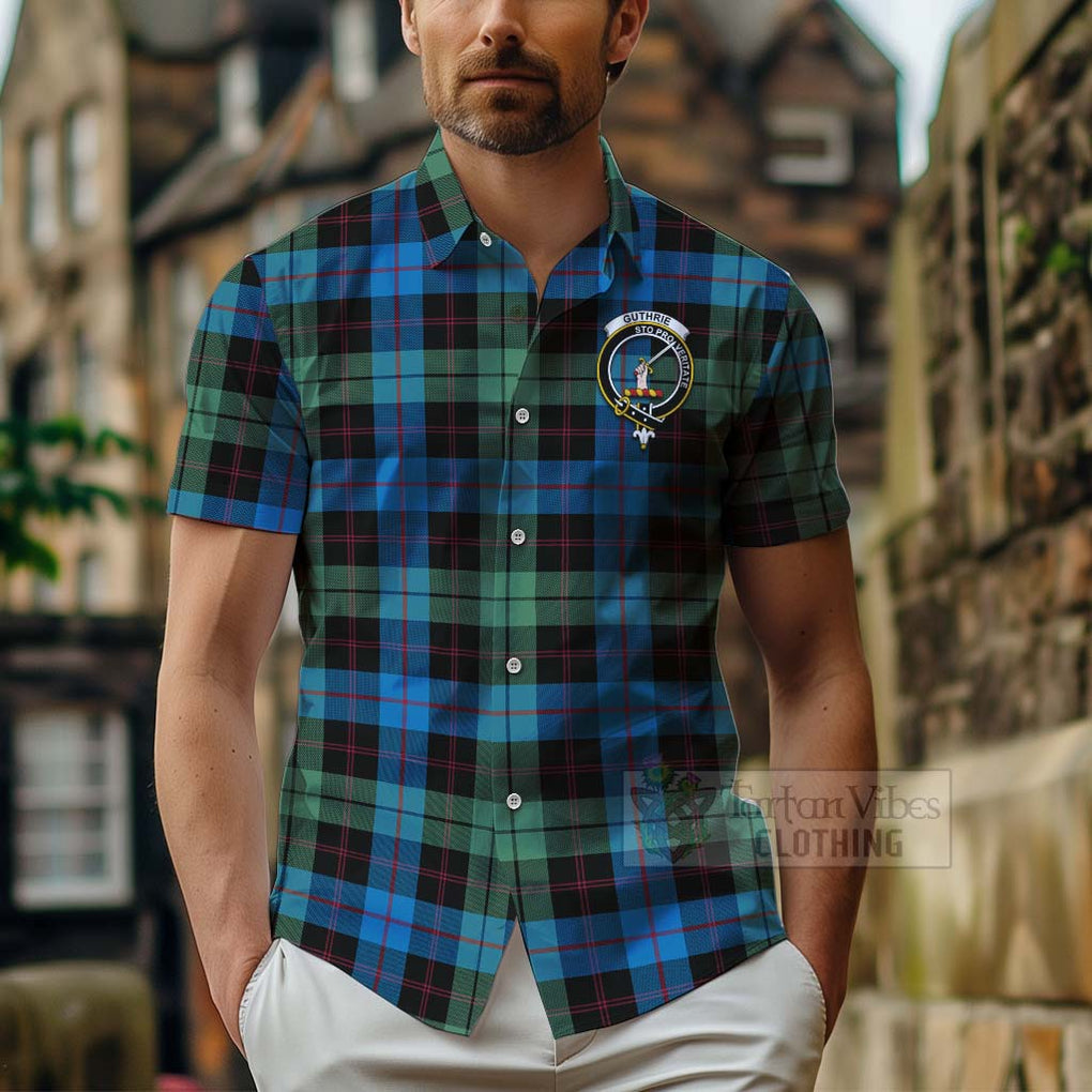 Guthrie Tartan Hawaiian Shirt with Family Crest Celtic Skull Style - Tartan Vibes Clothing