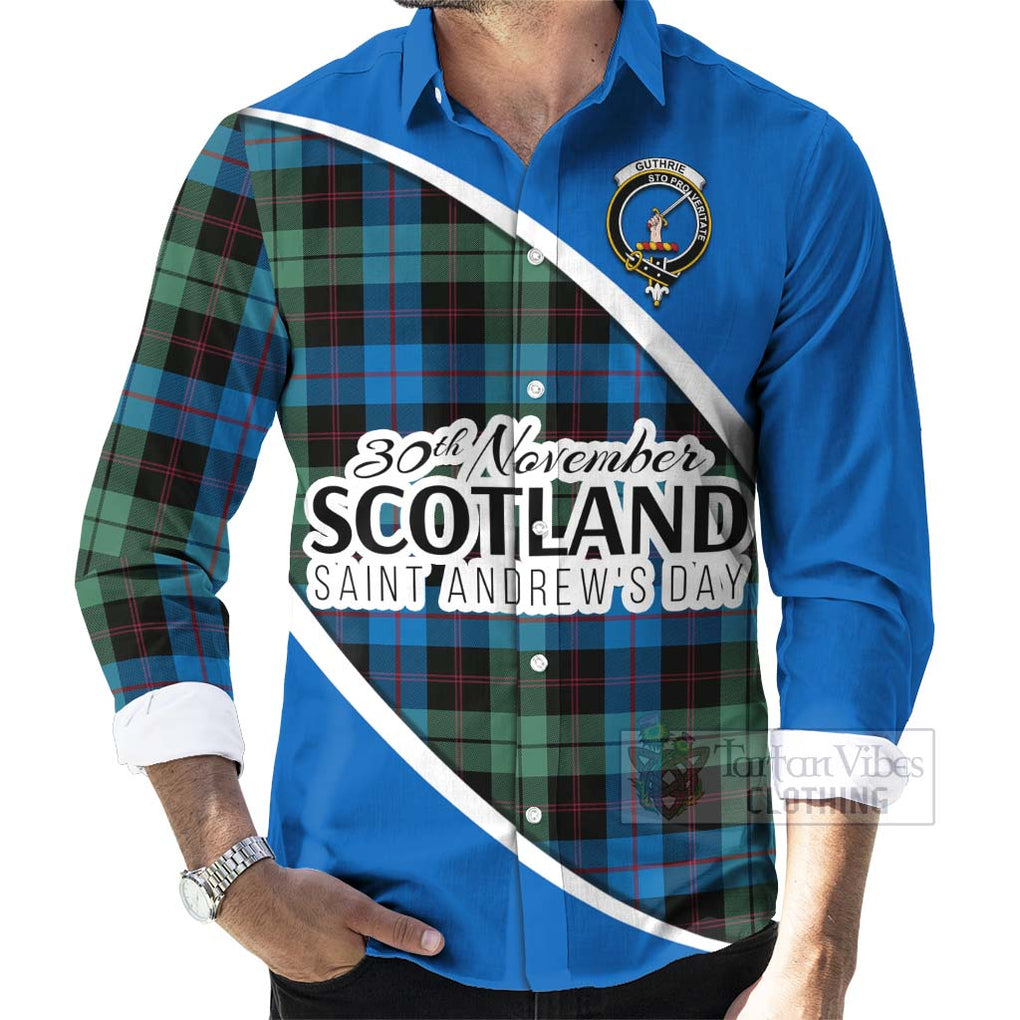 Guthrie Family Crest Tartan Long Sleeve Button Shirt Celebrate Saint Andrew's Day in Style - Tartan Vibes Clothing