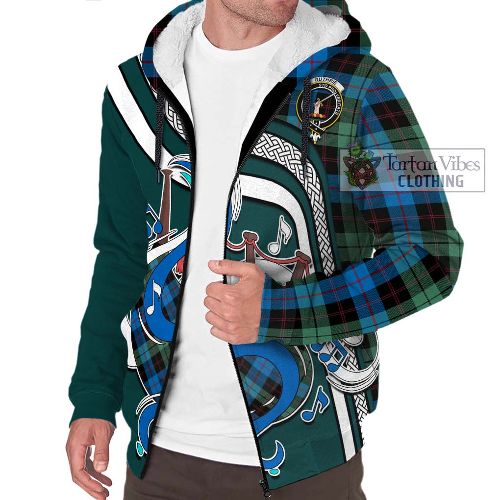 Guthrie Tartan Sherpa Hoodie with Epic Bagpipe Style Unisex - Tartanvibesclothing Shop