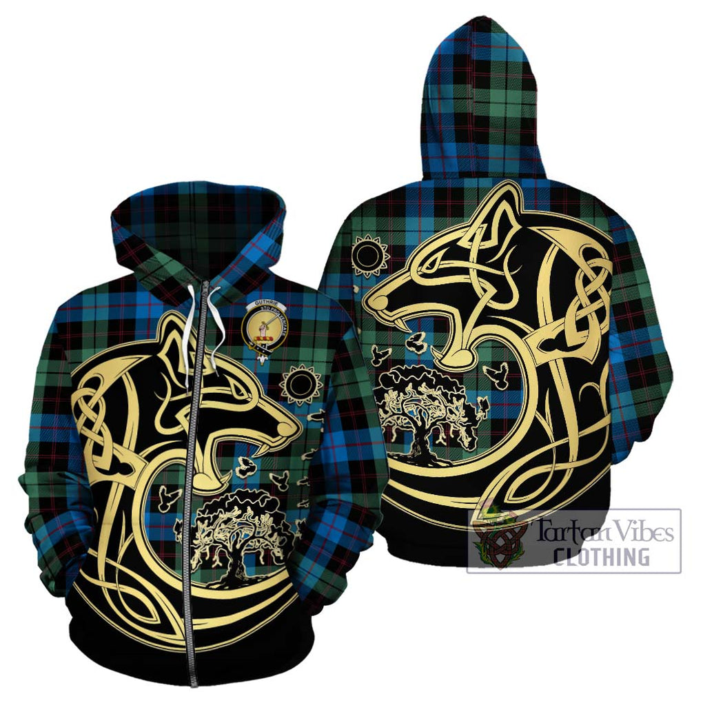 Guthrie Tartan Hoodie with Family Crest Celtic Wolf Style - Tartan Vibes Clothing