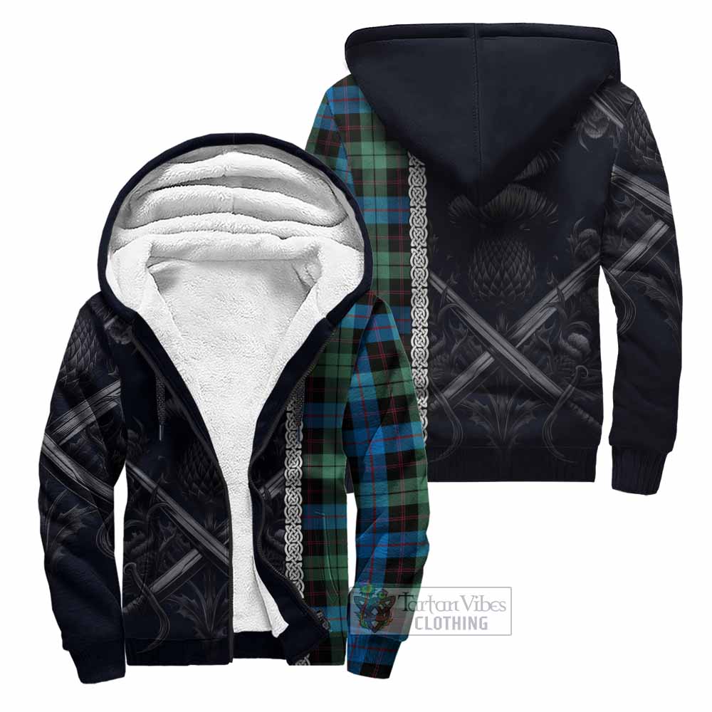 Tartan Vibes Clothing Guthrie Tartan Sherpa Hoodie with Family Crest Cross Sword Thistle Celtic Vibes