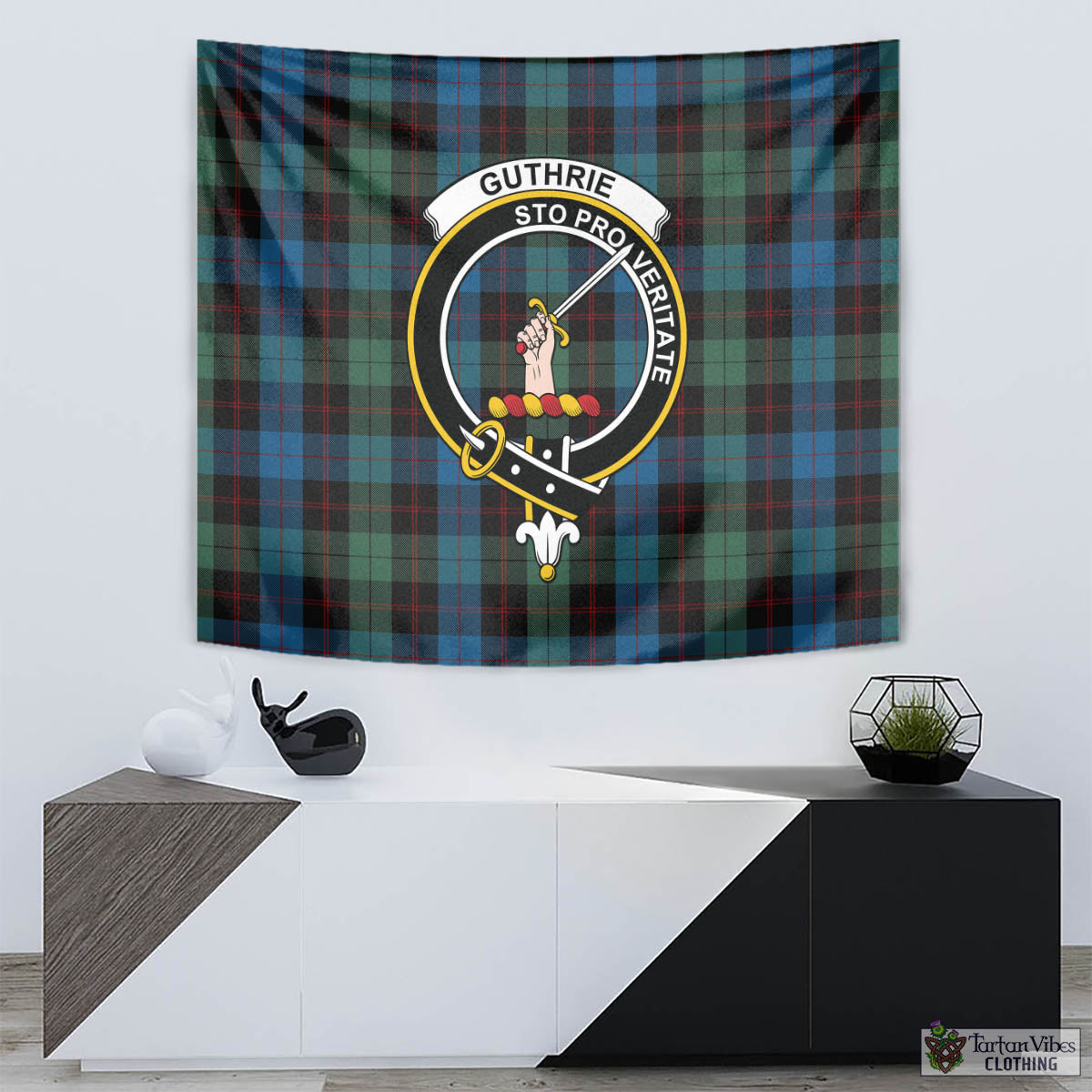 Guthrie Tartan Tapestry Wall Hanging and Home Decor for Room with Family Crest - Tartan Vibes Clothing