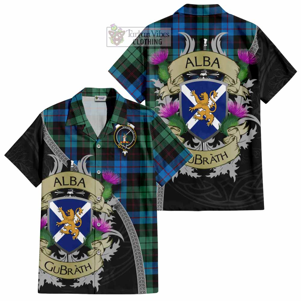 Guthrie Tartan Family Crest Hawaiian Shirt Lion Rampant Royal Thistle Shield Celtic Inspired - Tartan Vibes Clothing