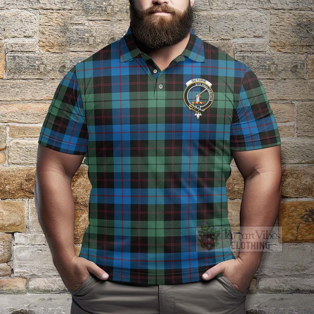 Guthrie Tartan Polo Shirt with Family Crest Celtic Skull Style - Tartan Vibes Clothing