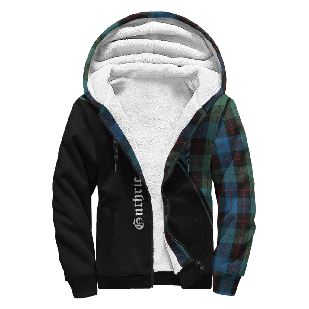 Guthrie Tartan Sherpa Hoodie with Family Crest Curve Style - Tartan Vibes Clothing