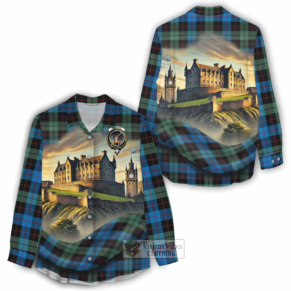 Tartan Vibes Clothing Guthrie Tartan Family Crest Women's Casual Shirt with Scottish Ancient Castle Style
