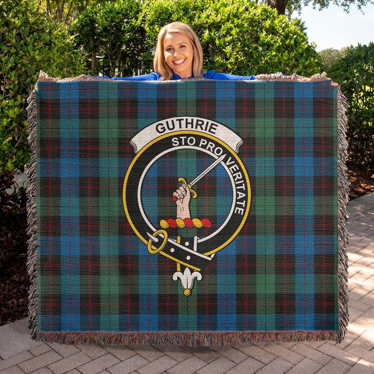Tartan Vibes Clothing Guthrie Tartan Woven Blanket with Family Crest