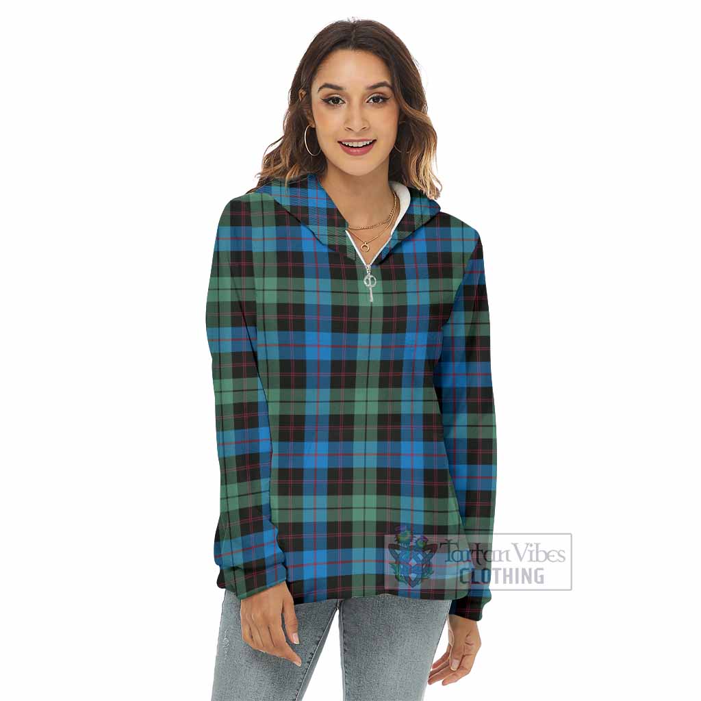 Tartan Vibes Clothing Guthrie Tartan Women's Borg  Half Zip Fleece Hoodie