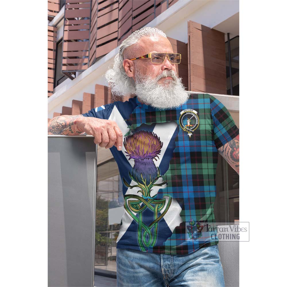 Tartan Vibes Clothing Guthrie Tartan Family Crest Cotton T-shirt Scottish Thistle Celtic Inspired