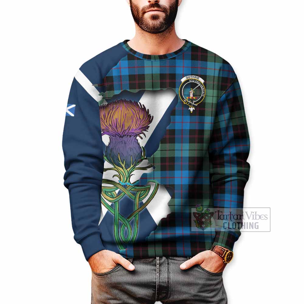 Tartan Vibes Clothing Guthrie Tartan Family Crest Sweatshirt Scottish Thistle Celtic Inspired