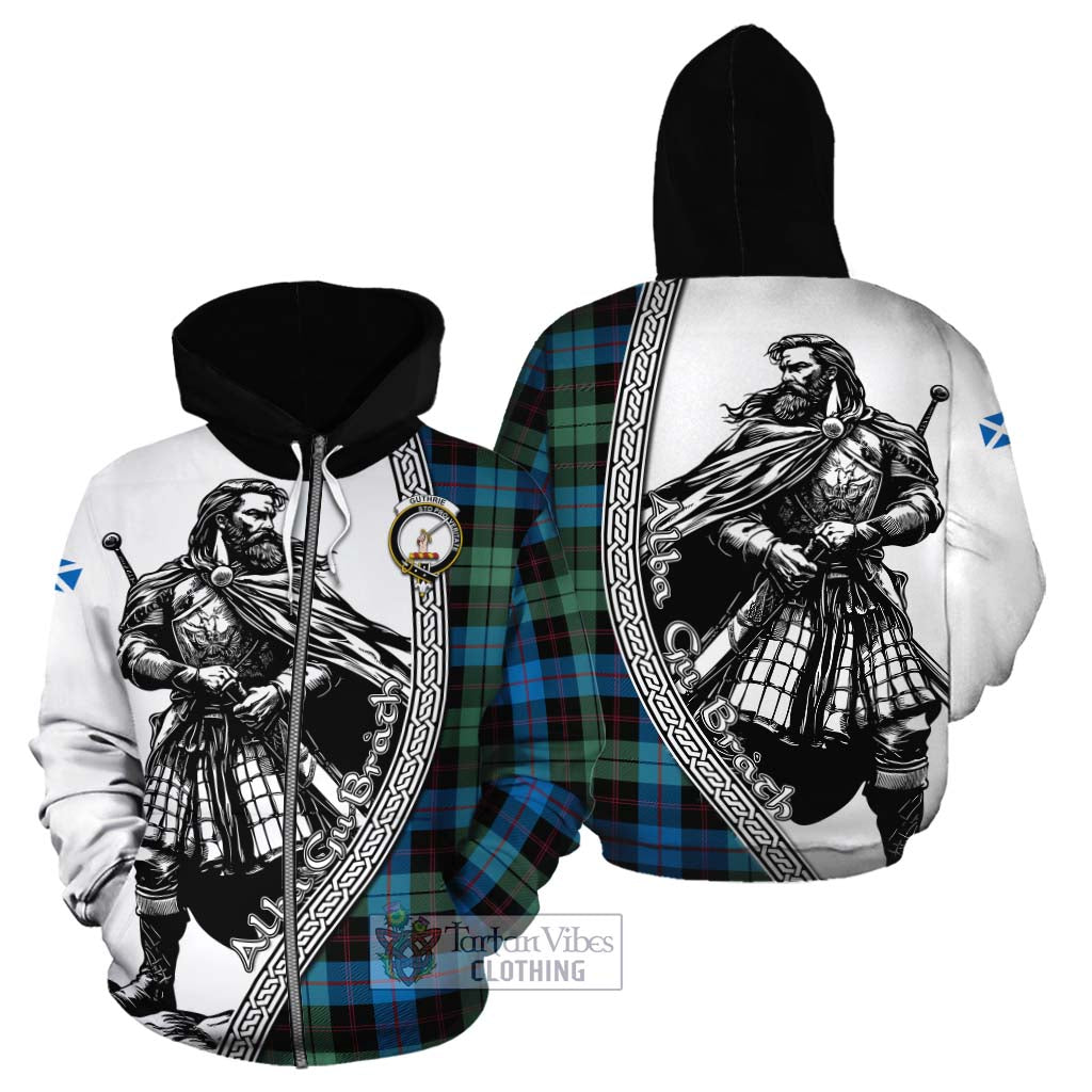 Guthrie Tartan Clan Crest Cotton Hoodie with Highlander Warrior Celtic Style - Tartan Vibes Clothing
