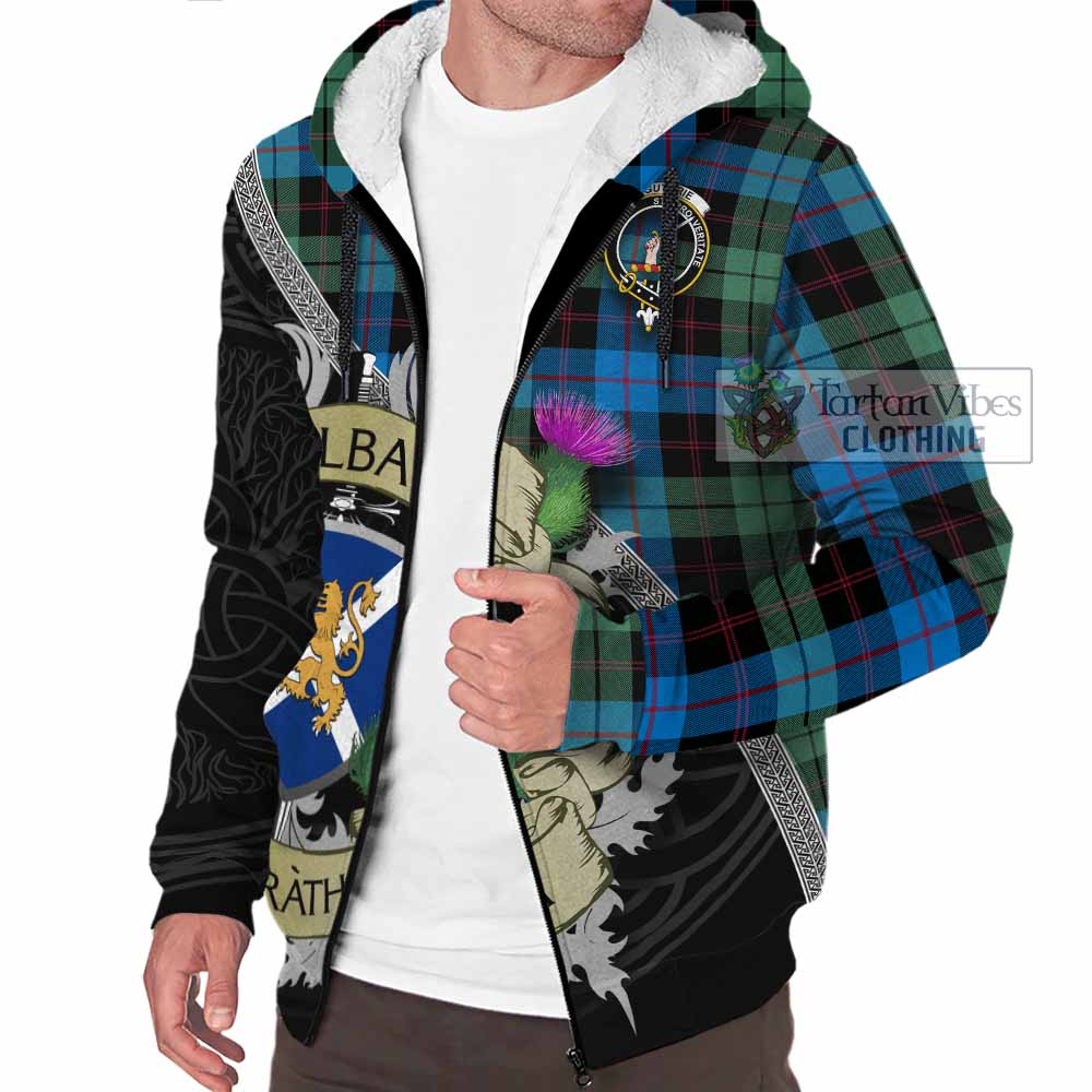 Guthrie Tartan Family Crest Sherpa Hoodie Lion Rampant Royal Thistle Shield Celtic Inspired - Tartan Vibes Clothing