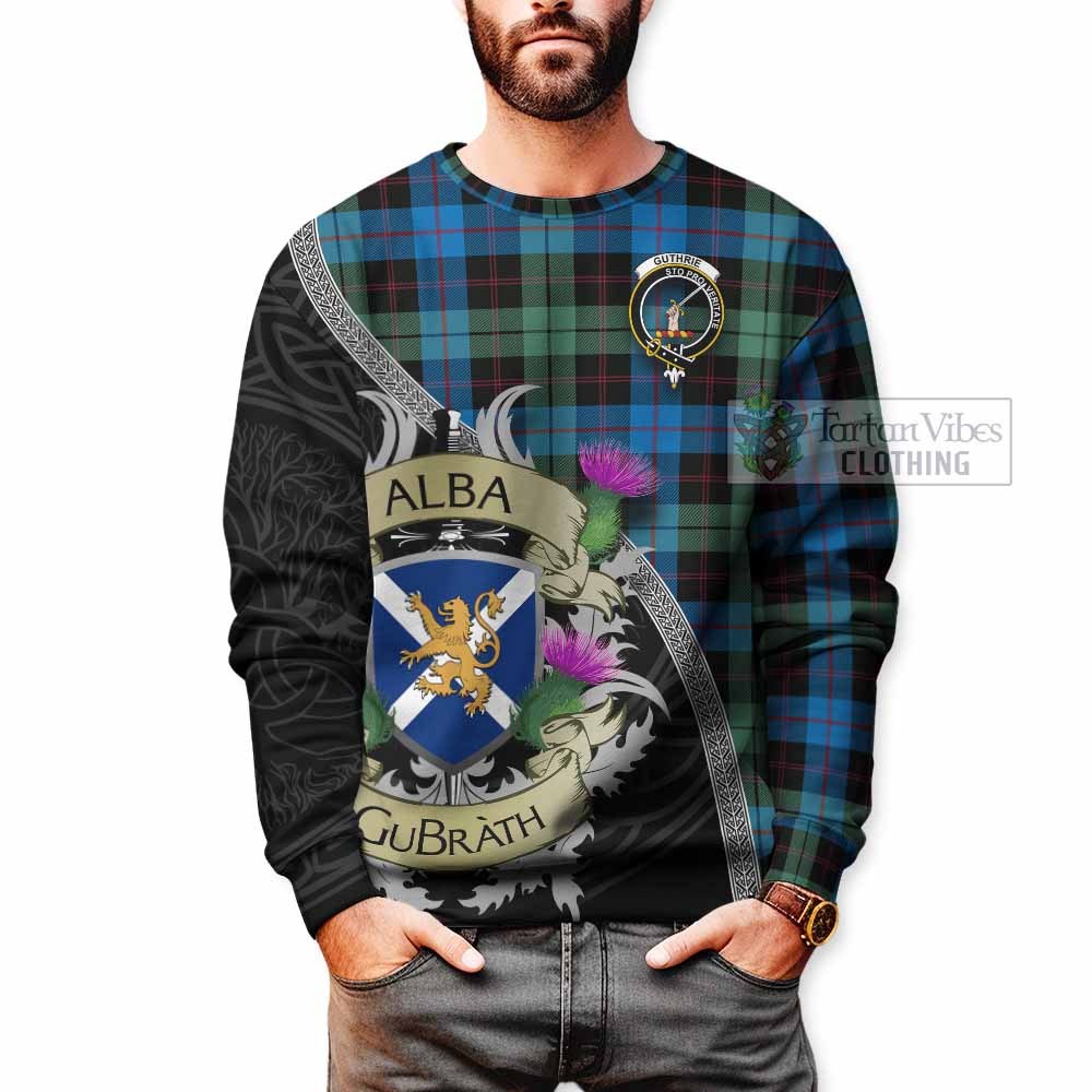 Guthrie Tartan Family Crest Sweatshirt Lion Rampant Royal Thistle Shield Celtic Inspired - Tartan Vibes Clothing