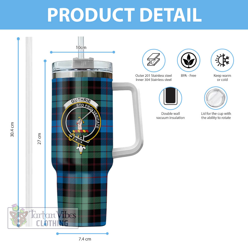 Guthrie Tartan Tumbler with Handle with Family Crest - Tartan Vibes Clothing