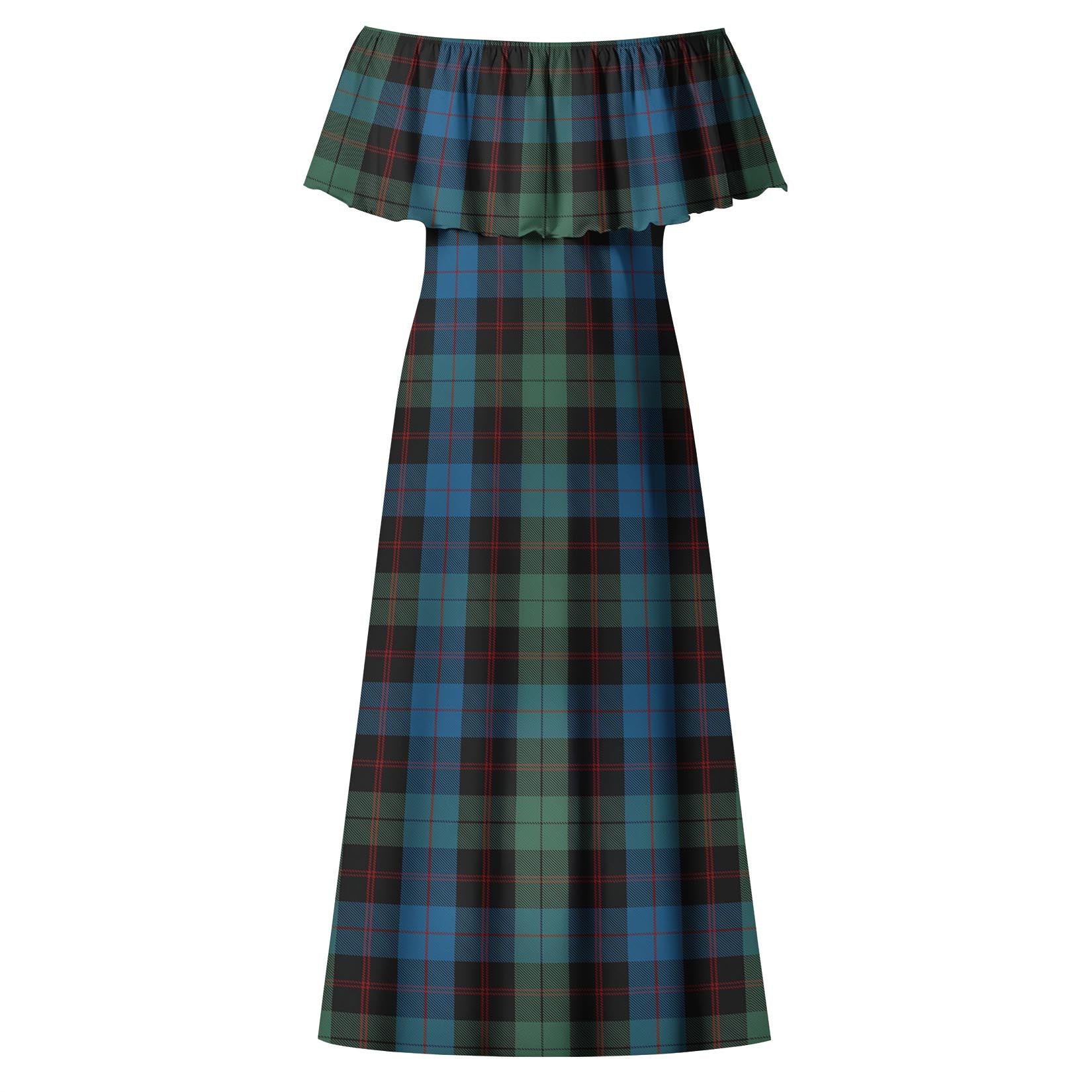 Guthrie Tartan Off Shoulder Long Dress - Tartan Vibes Clothing