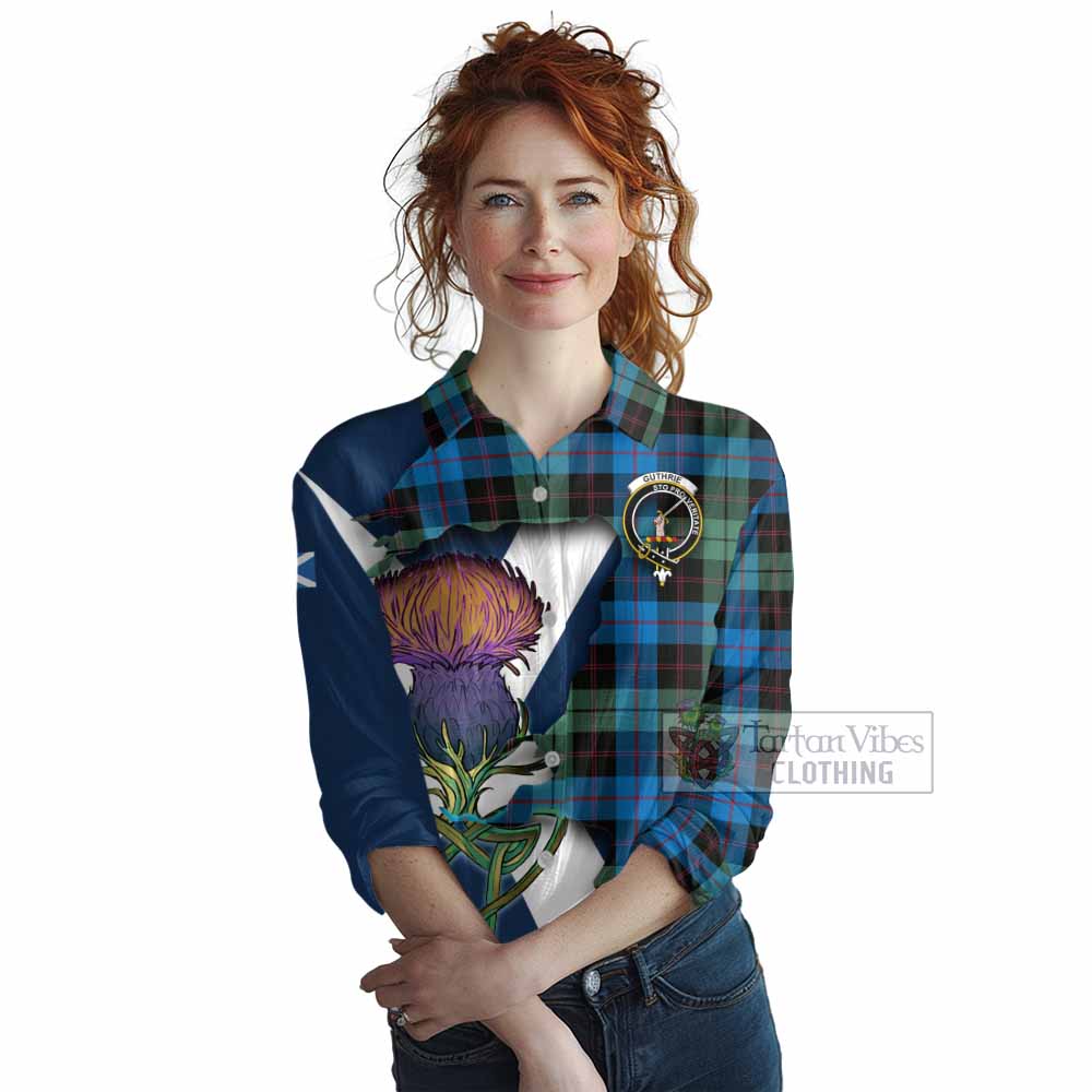 Tartan Vibes Clothing Guthrie Tartan Family Crest Women's Casual Shirt Scottish Thistle Celtic Inspired