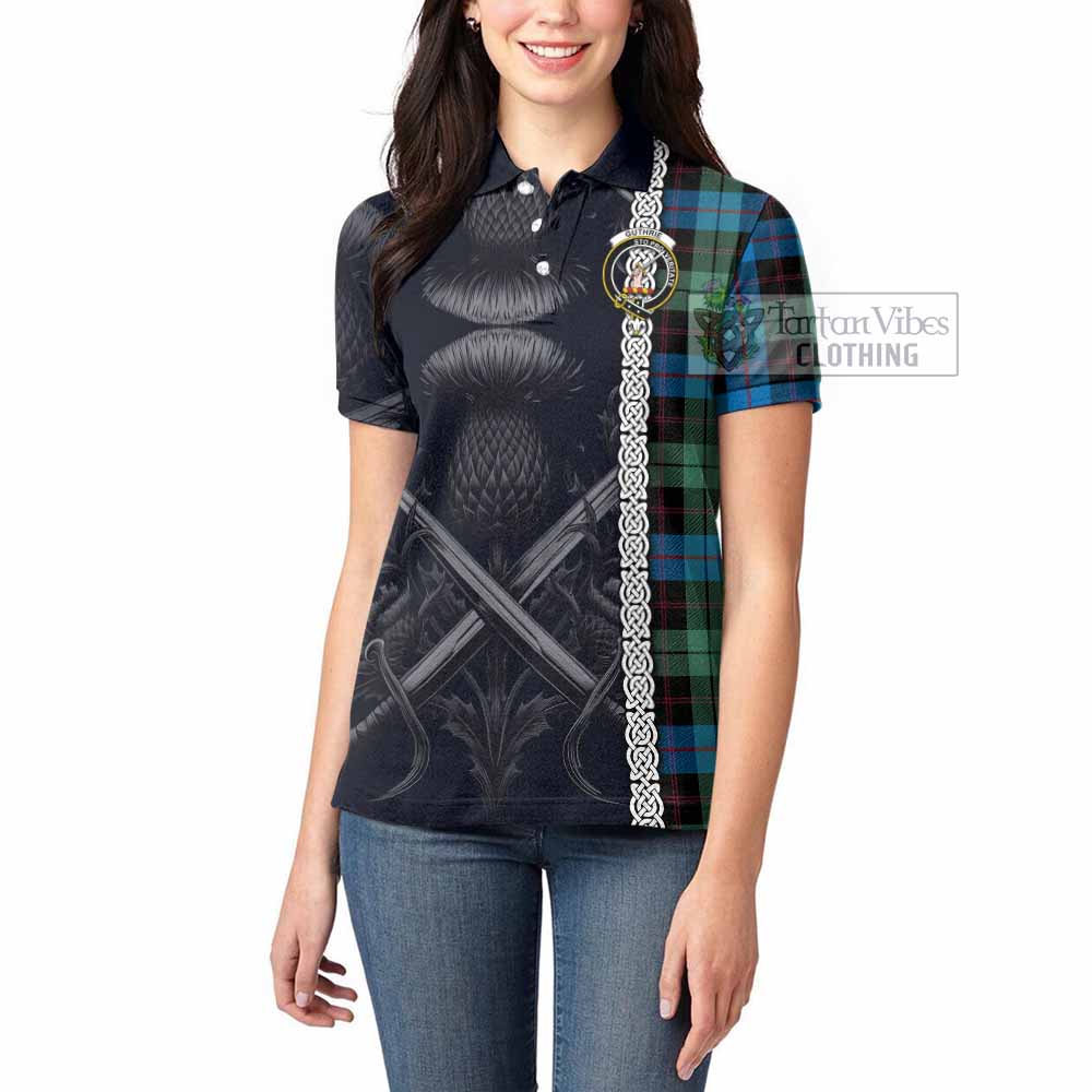 Guthrie Tartan Women's Polo Shirt with Family Crest Cross Sword Thistle Celtic Vibes - Tartan Vibes Clothing