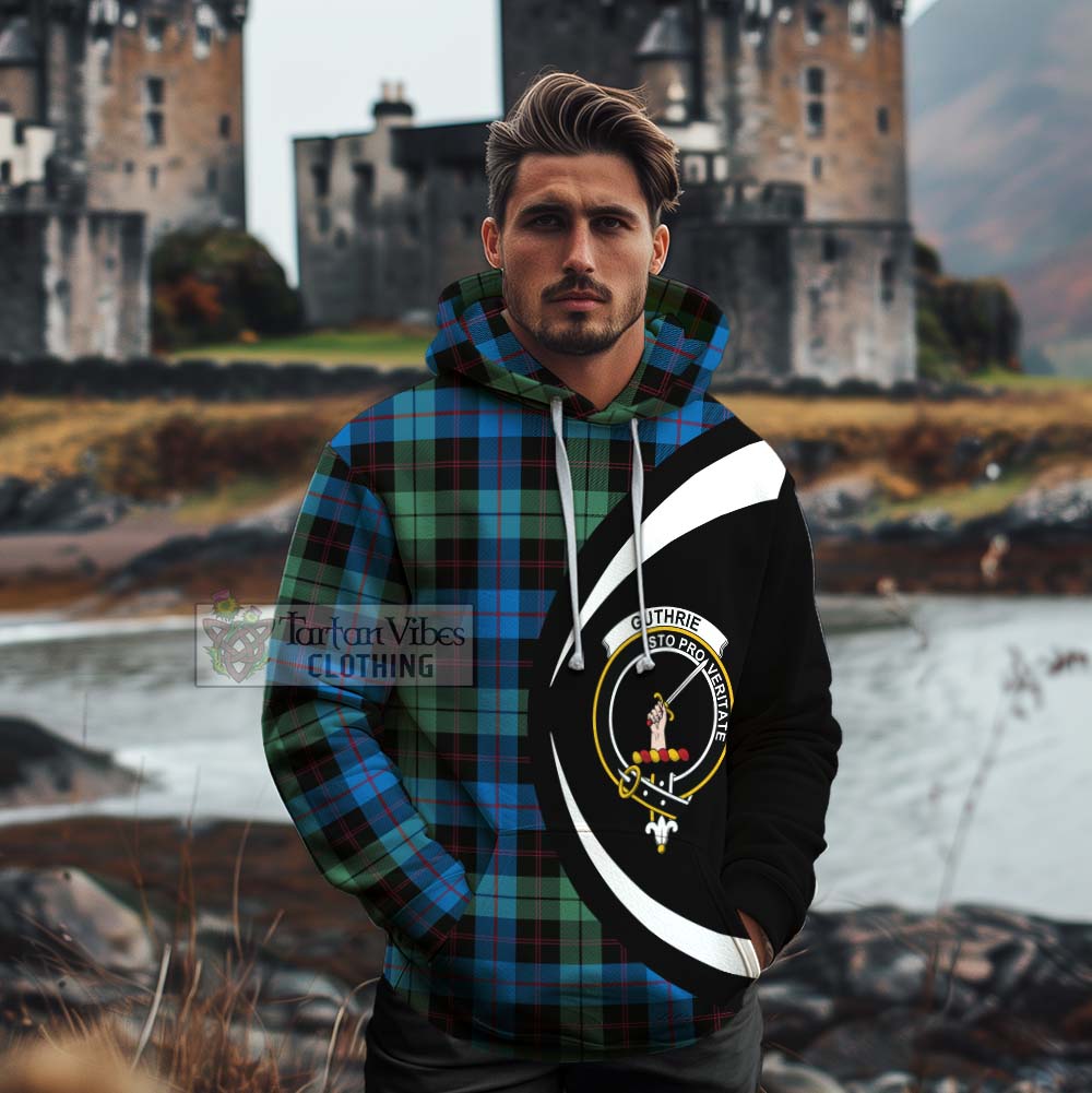 Tartan Vibes Clothing Guthrie Tartan Cotton Hoodie with Family Crest Circle Style
