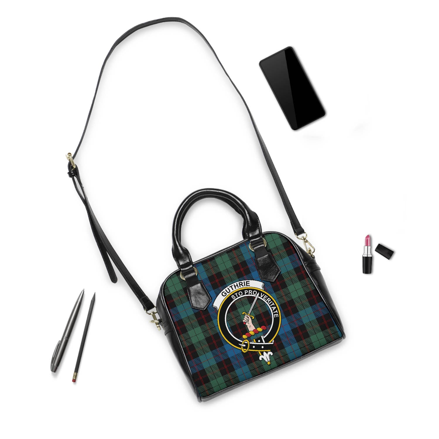 Guthrie Tartan Shoulder Handbags with Family Crest - Tartan Vibes Clothing