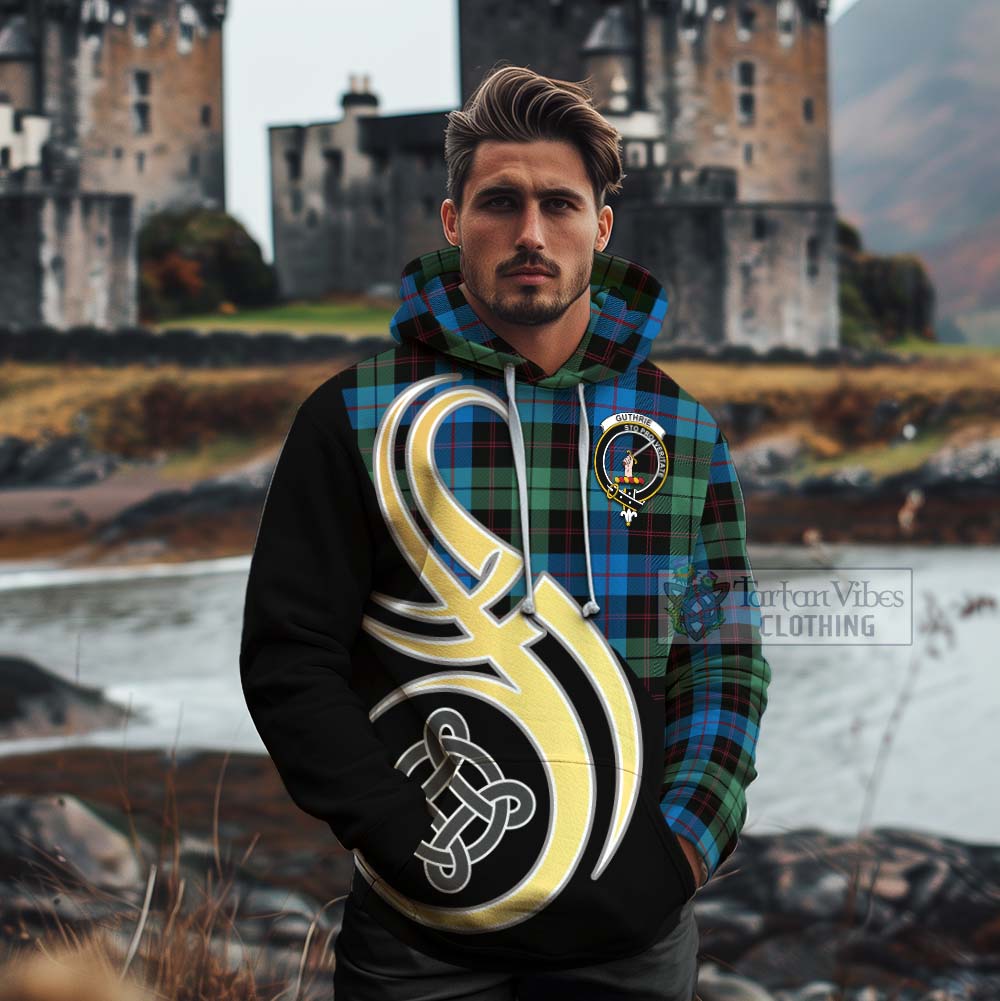 Tartan Vibes Clothing Guthrie Tartan Cotton Hoodie with Family Crest and Celtic Symbol Style