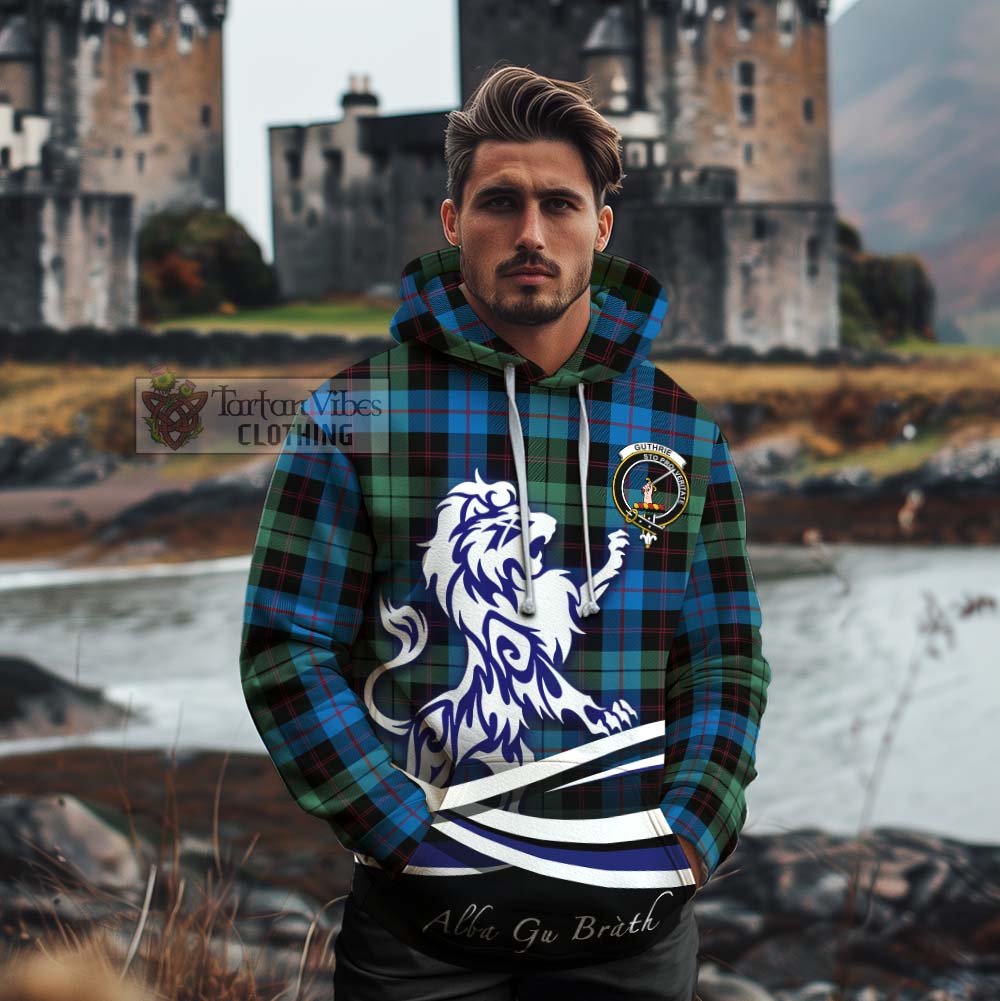 Guthrie Tartan Cotton Hoodie with Alba Gu Brath Regal Lion Emblem - Tartan Vibes Clothing