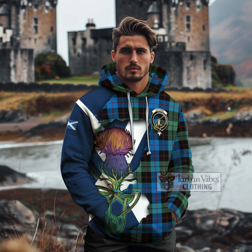 Guthrie Tartan Family Crest Cotton Hoodie Scottish Thistle Celtic Inspired - Tartan Vibes Clothing