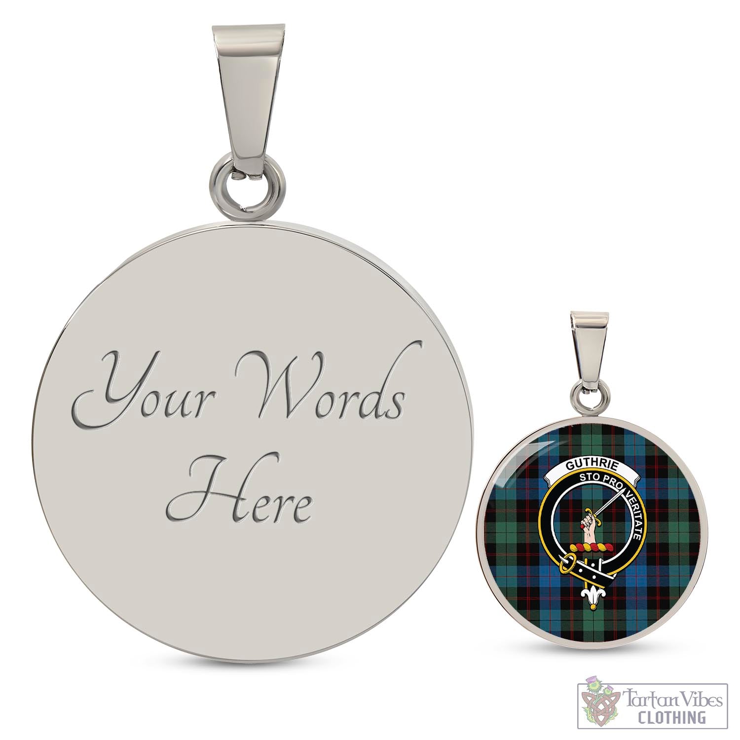 Guthrie Tartan Circle Necklace with Family Crest Luxury Necklace (Silver) Yes - Tartan Vibes Clothing