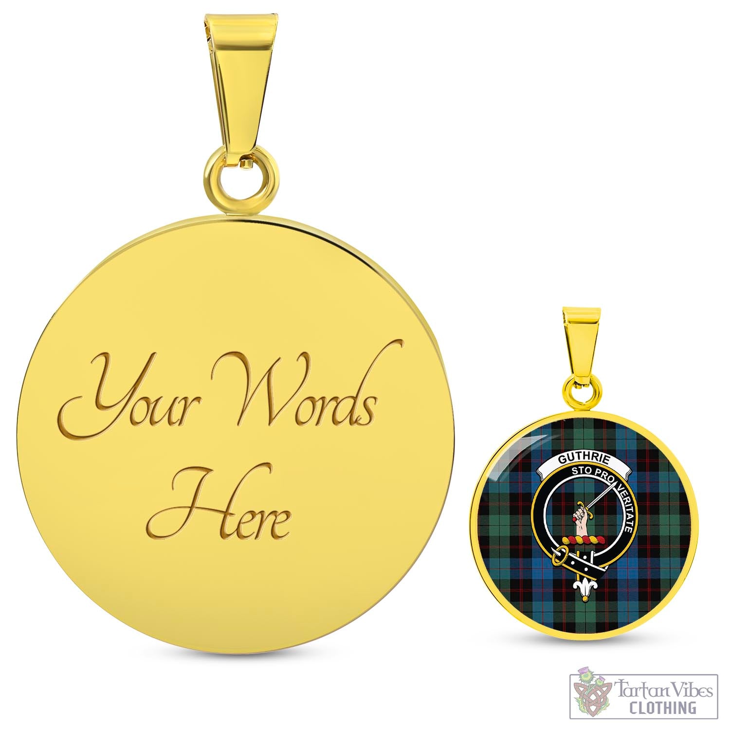 Guthrie Tartan Circle Necklace with Family Crest Luxury Necklace (Gold) Yes - Tartan Vibes Clothing