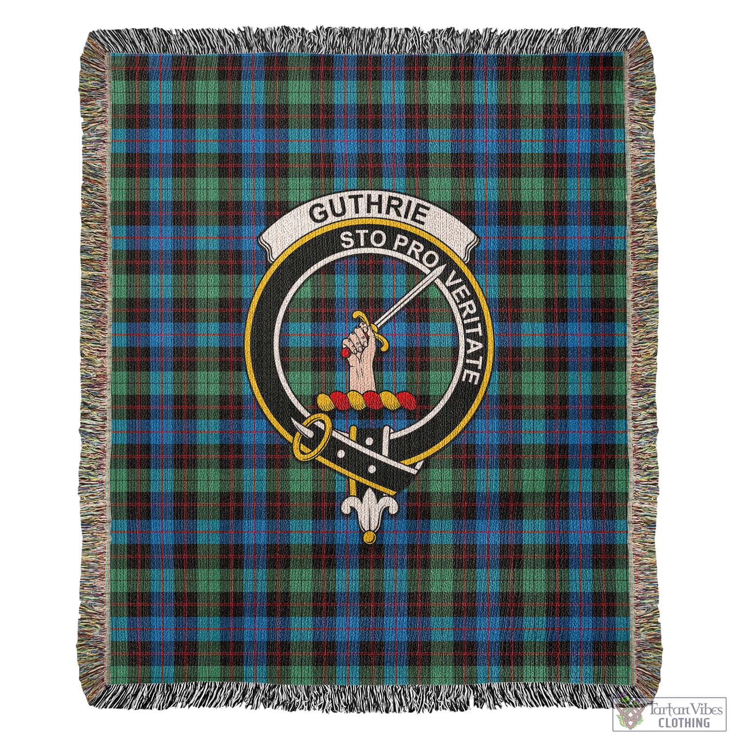 Tartan Vibes Clothing Guthrie Ancient Tartan Woven Blanket with Family Crest