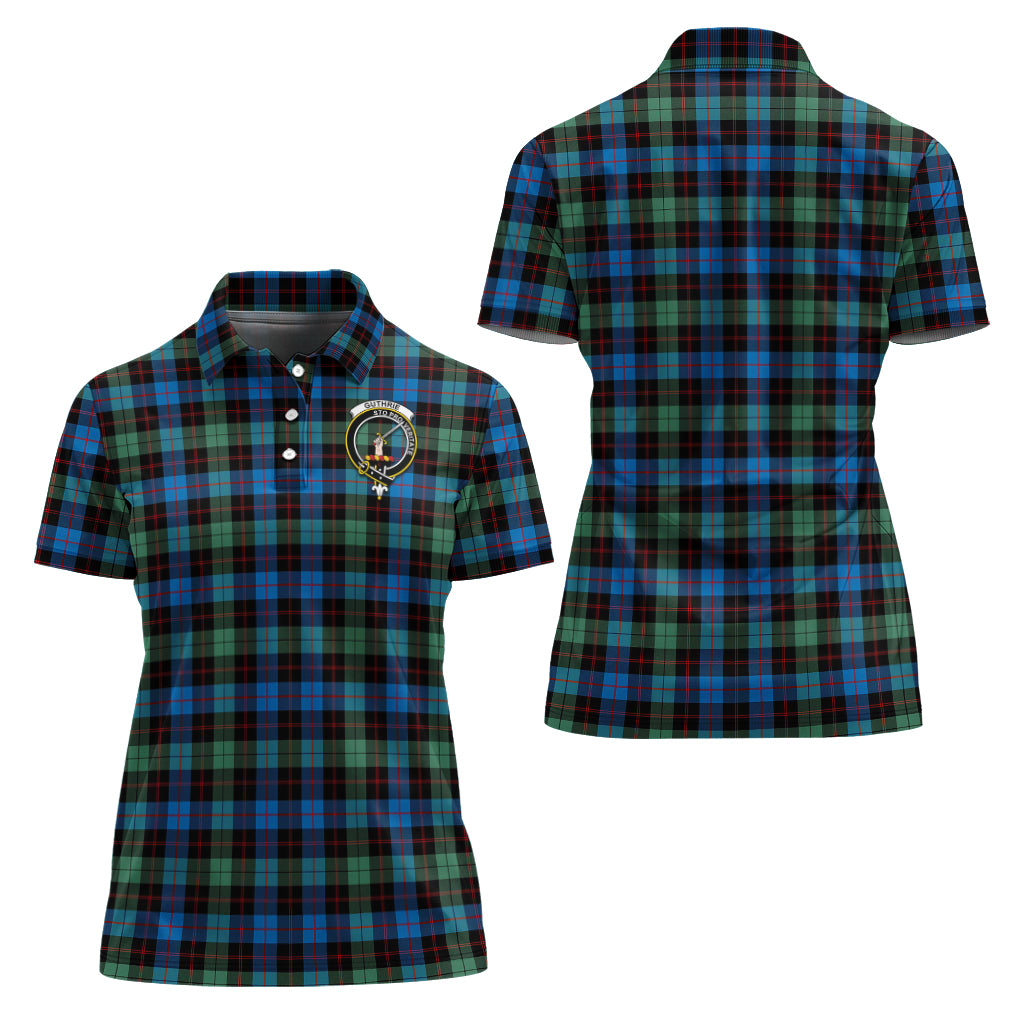 guthrie-ancient-tartan-polo-shirt-with-family-crest-for-women